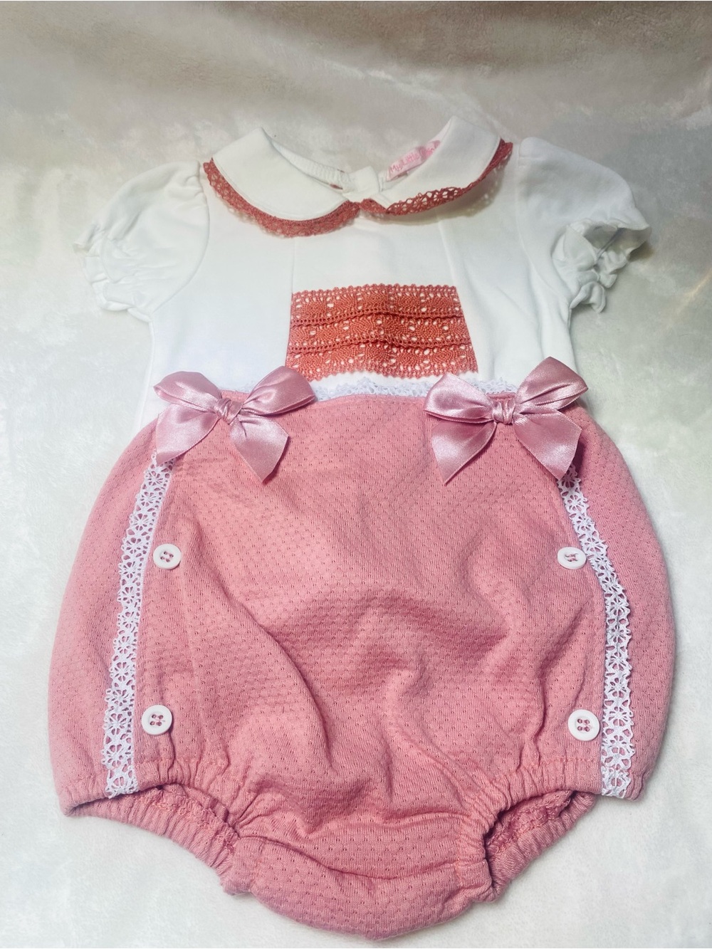 Pink Lace Bow Baby Matching Set – Unbranded